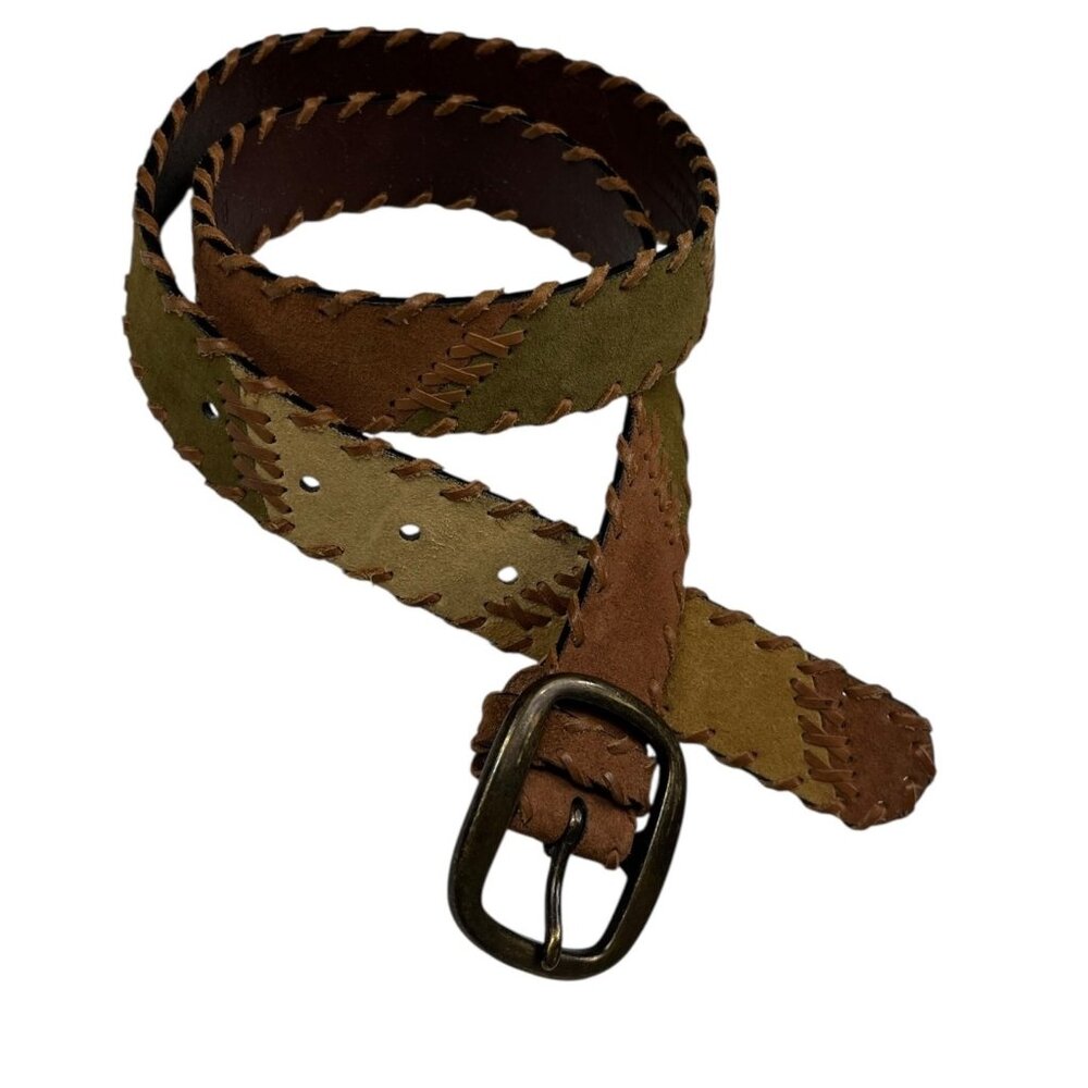 Fossil Belt Women's Size Medium Multicolor Suede Leather Patchwork Boho Cowgirl